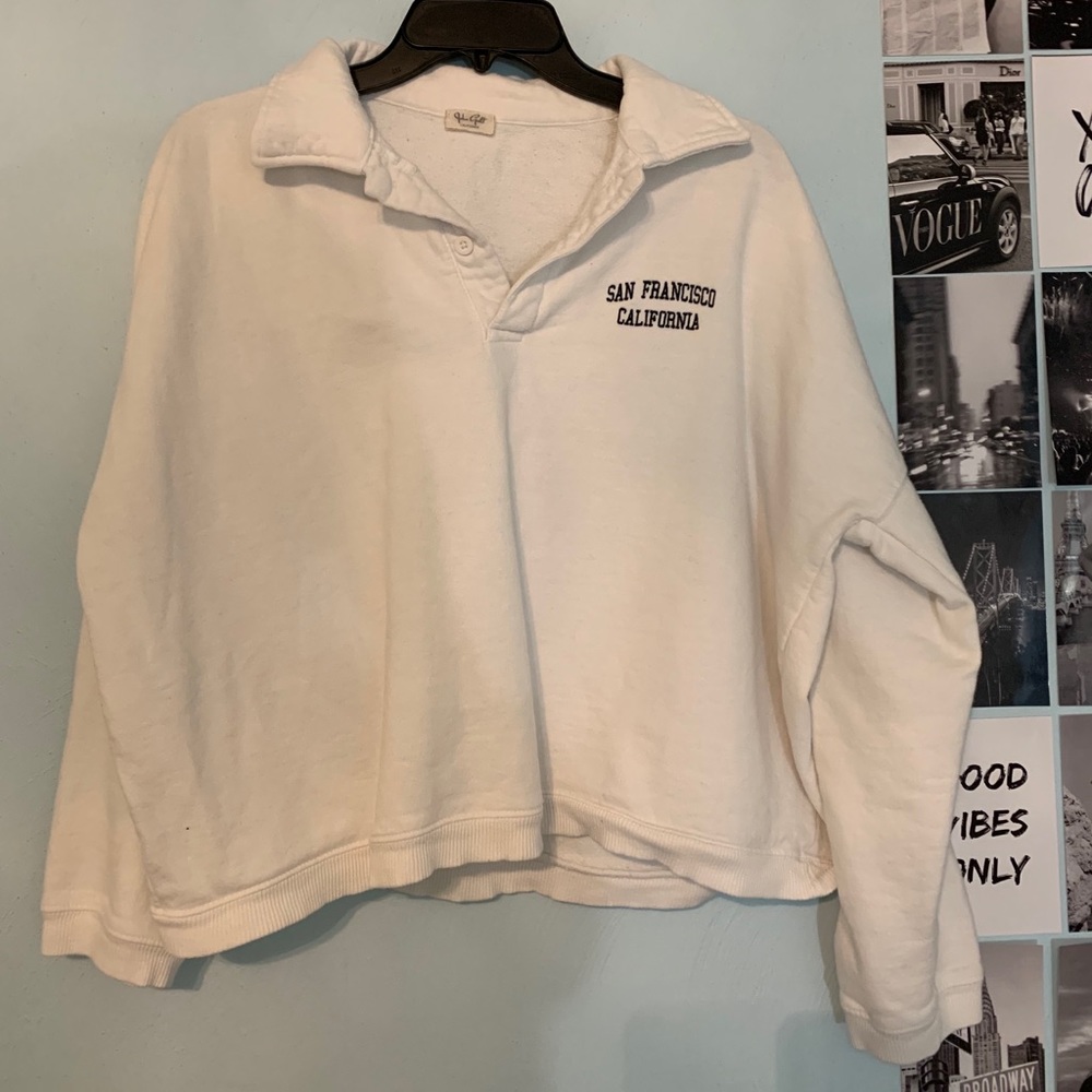 John Galt Cropped collard sweatshirt